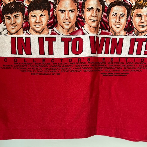 Vintage 90s NHL Detroit Red Wings Stanley Cup T-Shirt, 1996 — Large - Picture 5 of 7